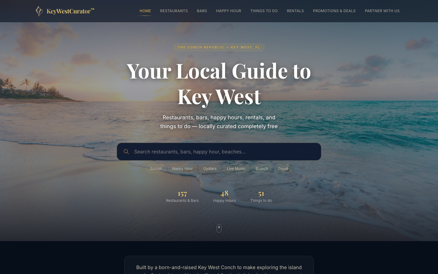 Screenshot of the Key West Curator website