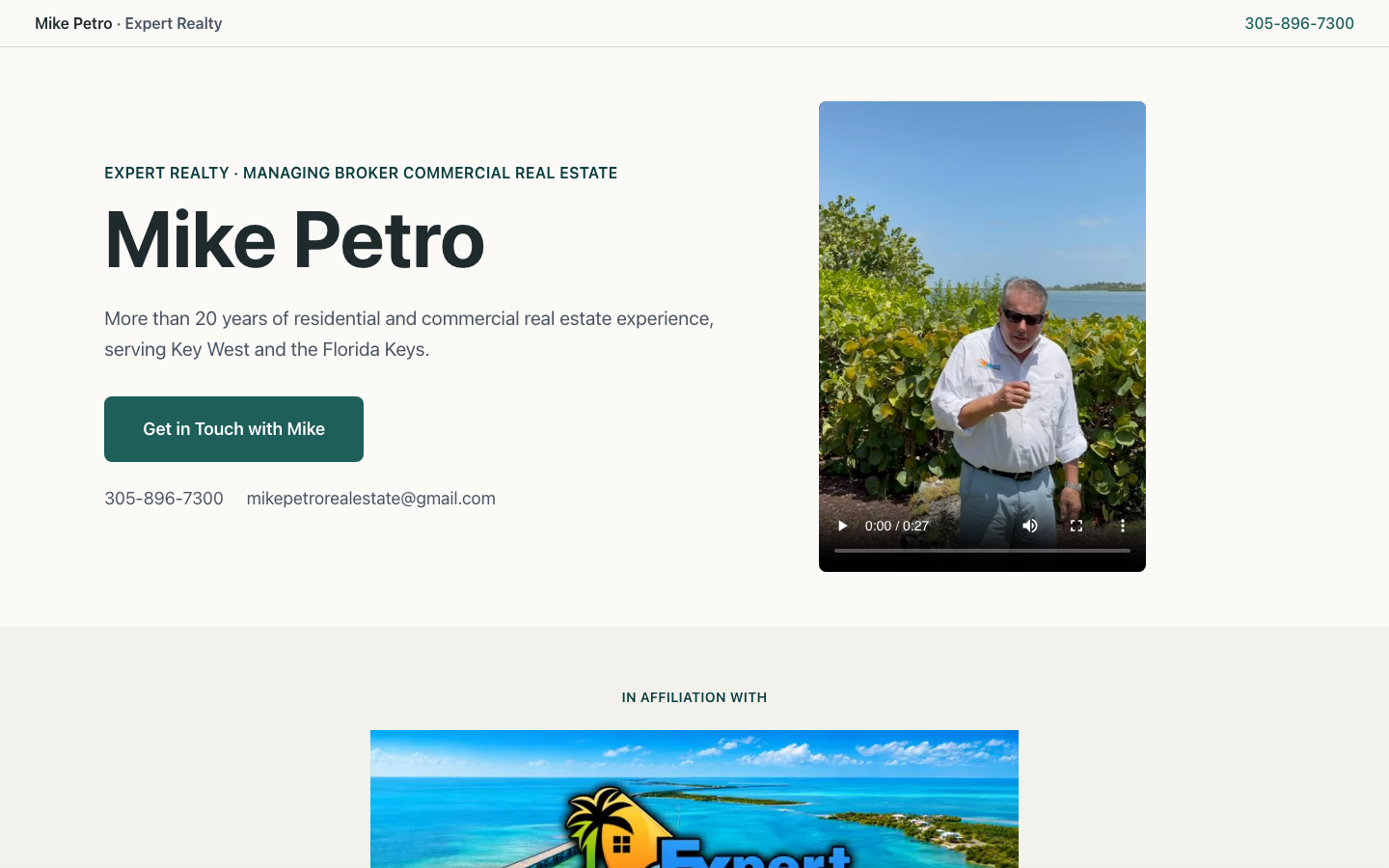 Screenshot of the Mike Petro Real Estate website